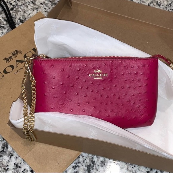 COACH Lg Ostrich Embossed Wristlet NWT&Gift Ready